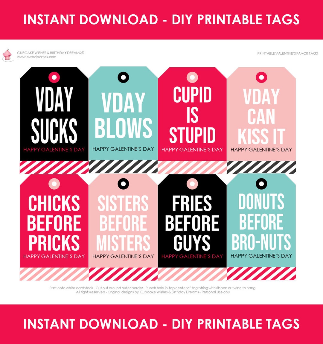Galentine's Day Printable Galentine's Day Gift Tag - Etsy