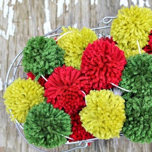 Kerst Garland, rode en groene Pom Pom, kerst banner, boom Garland, kerst slingers, Christmas decor, vakantie decor, Buntings
