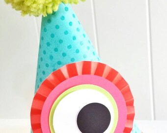 Little Monster Party Hat, One Eyed Monster, Monster Party, Silly Monster, Monster Birthday, Fun Monster, Birthday Party,  First Birthday