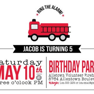 Modern Firetruck Printable Invitation, Fire Truck, Fire Fighter, Dalmatian, Birthday, Firetruck Invite, Fire Rescue, Fireman Party Invite