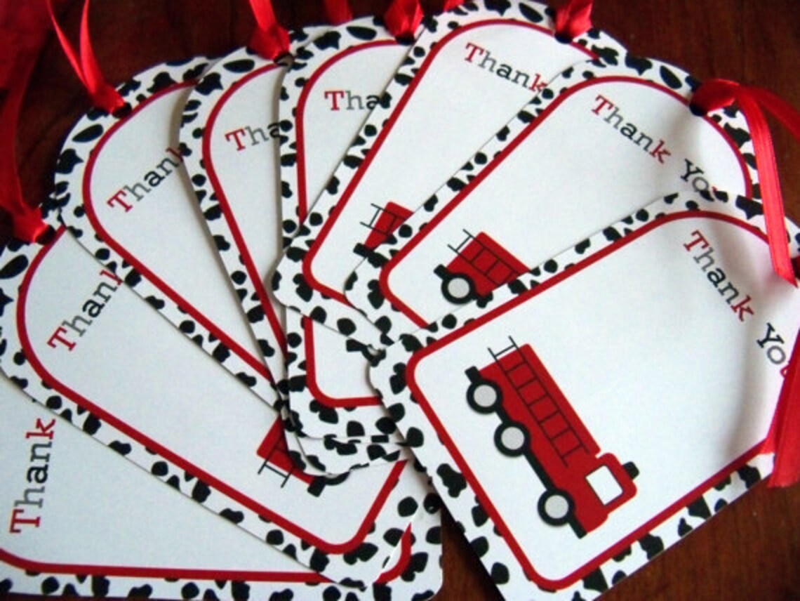 Fire Truck Printable Favor Tags Fireman Favor Tags | Etsy