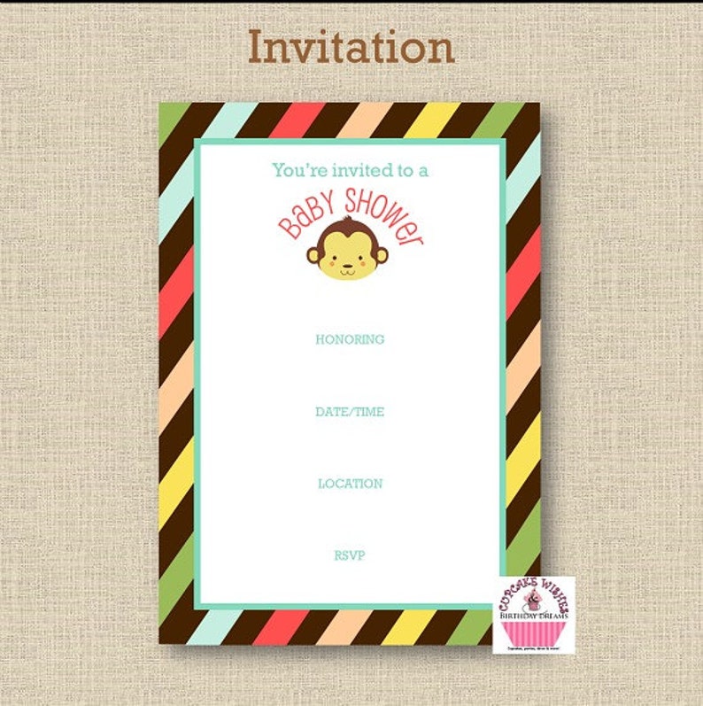 Little Monkey Gender Neutral Baby Shower Printable Kit image 1