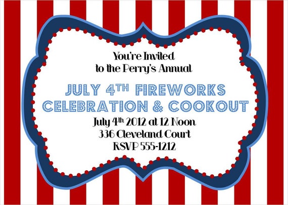 July 4th Printables, Independence Day Party, July 4th Cook Out, Fireworks Celebration, Printable Invitations, Envelope Address Wraps Il_570xn