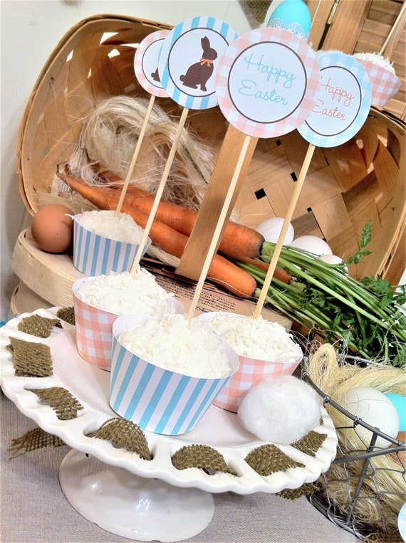 Farmhouse Gingham Pastel Chocolate Easter Bunny Printable Download Il_570xn