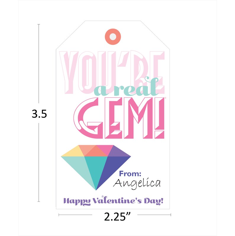You're a Gem Gem Valentine's Tag Printable - Etsy
