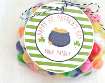 Happy St. Patrick's Day Favor Tags, Pot of Gold, St. Patrick's Day Tags, Classroom Treat Labels, Labels for St. Patrick's Day, Stickers