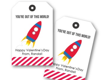 Out of This World, Rocket, Space Ship Valentine's, Punny Valentine's, Classroom Treats, Valentine's Day, Printable, Favor Tag, Space Rocket