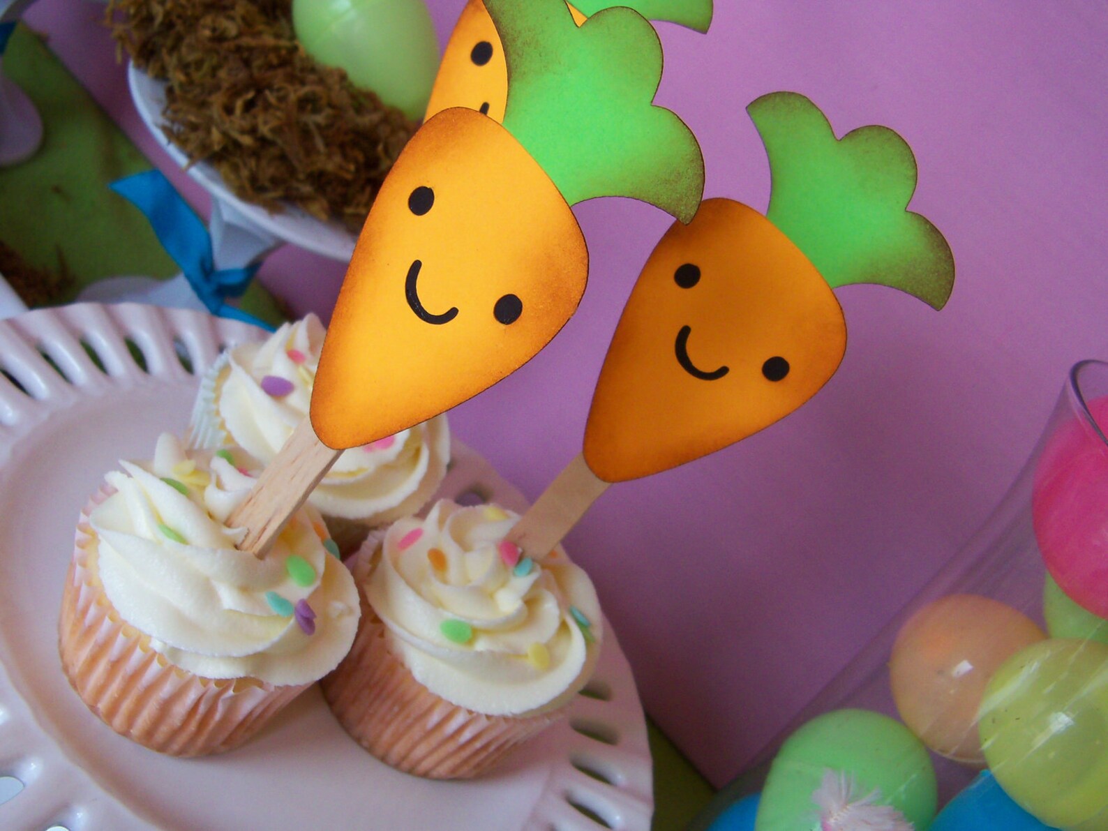 Bunny & Carrot Cupcake Topper Easter Bunny Cupcake Topper Etsy