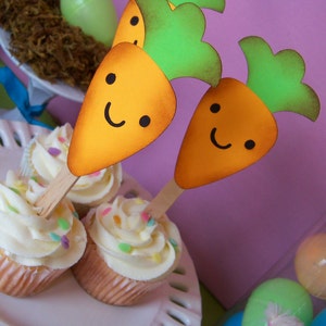 Bunny & Carrot Cupcake Topper | Easter Bunny Cupcake Topper | Spring Garden | Spring Party | Easter Baby Shower | Easter Party