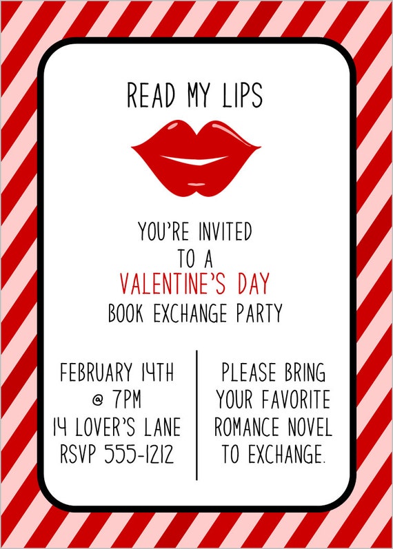 Read My Lips Valentine s Day Printable Invitations By Cupcake Wishes Birthday Dreams Catch