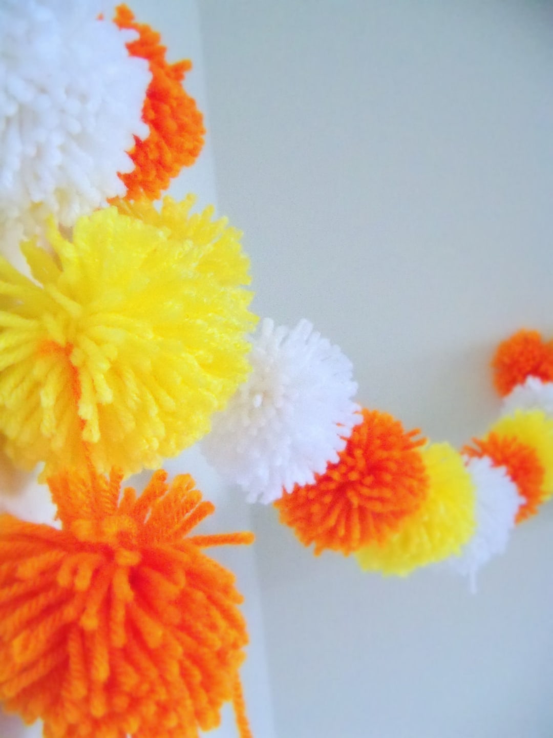 Candy Corn Yarn Pom Pom Garland Halloween Decoration Etsy