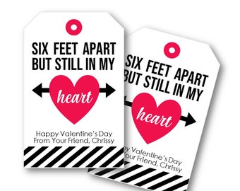 Six Feet Apart Still In My Heart Valentine's Printable Tag, Social Distance Valentine's, Punny Printable Valentine, Valentine's Download
