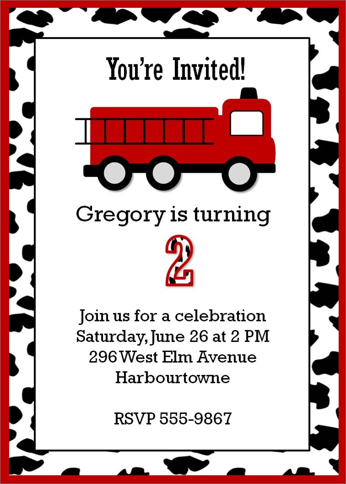 Fire Truck Printable Party Firefighter Party Firetruck - Etsy