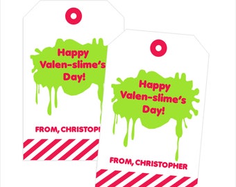 Happy Valenslime's Day Favor Tag | Punny Valentine's | Classroom Treats | Valentine's Day | Printable | Slime | Green Slime | Putty