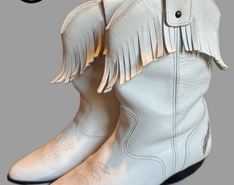 white cowboy boots Y2K vintage real leather original western noughties festival wear