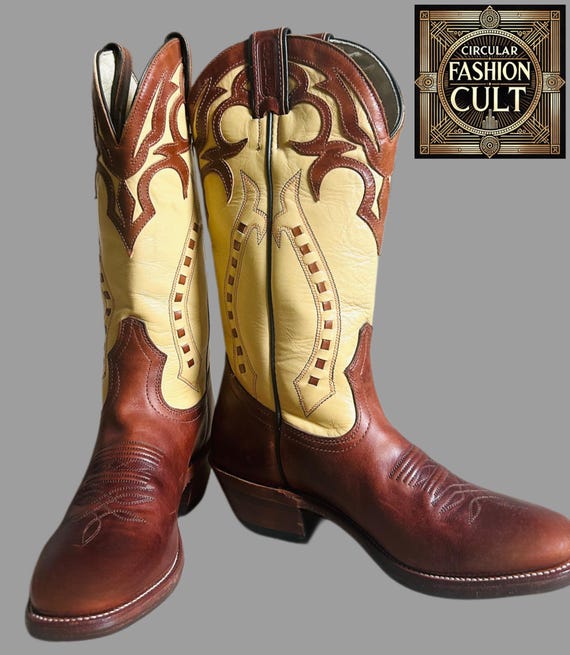 Classic Brown and Cream Cowboy Boots Lucchese Classics Custom Womens Cowboy Boot Carmel/ Cream  main image 4