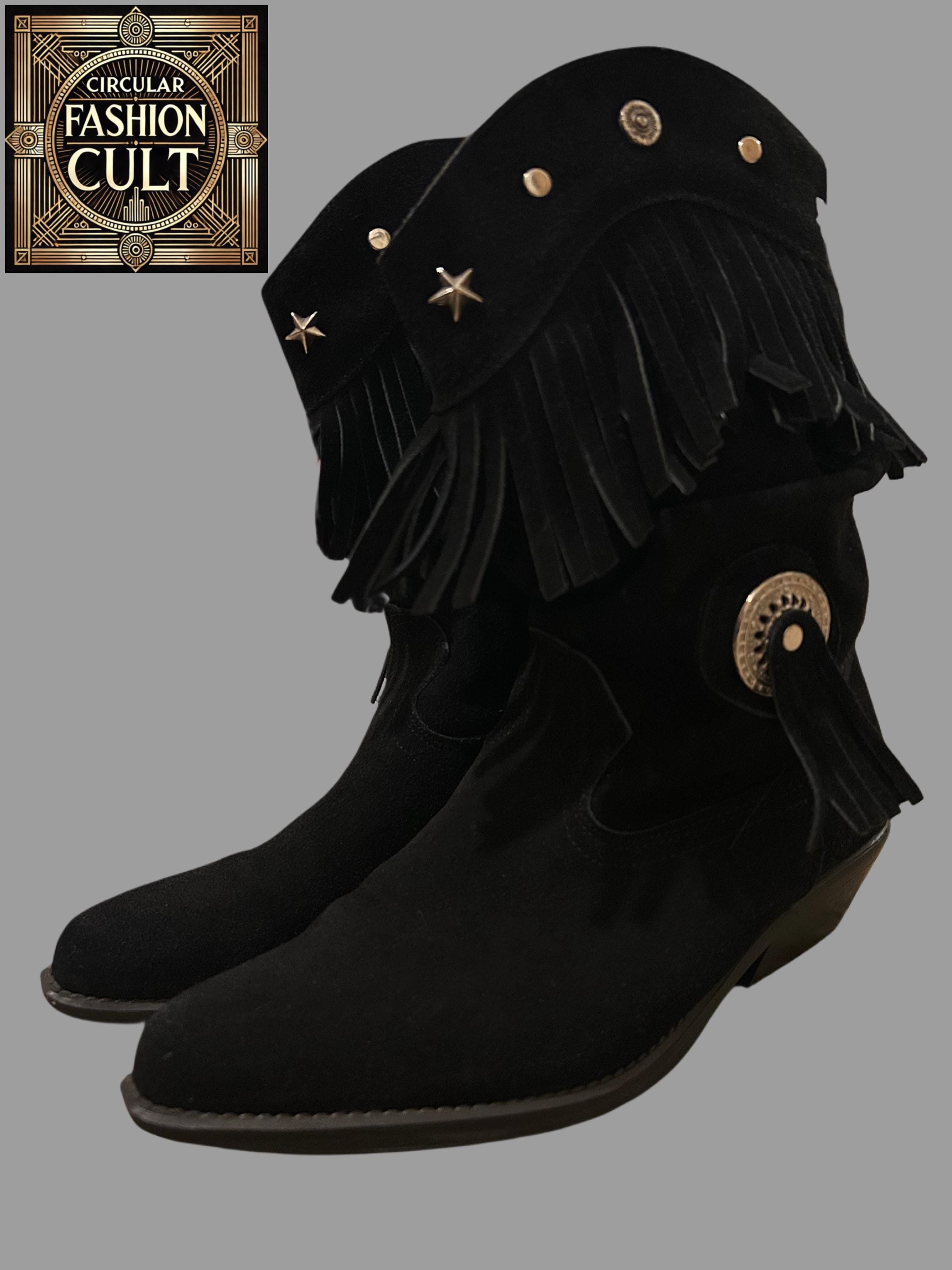 Vintage Wrangler Black Suede Cowboy Boots – Classic Western Style
