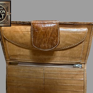 Monedero/billetera vintage de piel de charol auténtica de los años 70, accesorios originales de los años 70, monedero vintage de los años 70