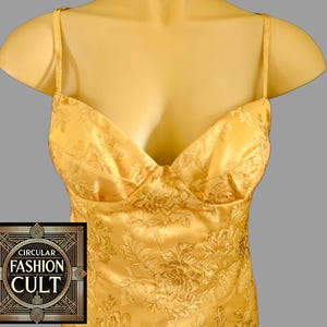 Vintage 90s Moschino Couture Gold Evening Dress | Brocade Luxury Gown | Boned Bust Party Prom Dress | Designer Formal Wear | Immaculate Cond