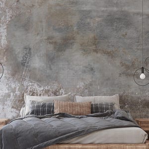 Concrete Texture Wallpaper, Industrial Style Grey Wall Mural, Faux Cement Look, Modern Peel and Stick or Removable Wall Art, Concrete Mural