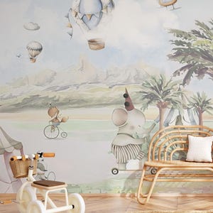 Circus Animals Nursery Wallpaper, Peel and Stick Kids Wallpaper, Removable Wallpaper, Kids Wallpaper, Nursery Wallpaper, Nursery Wall Decal