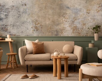 Textured Stone Effect Wallpaper, Rustic Wallpaper in Earthy Tones, Removable Peel and Stick Concrete Wallpaper, Brown Concrete Wallpaper
