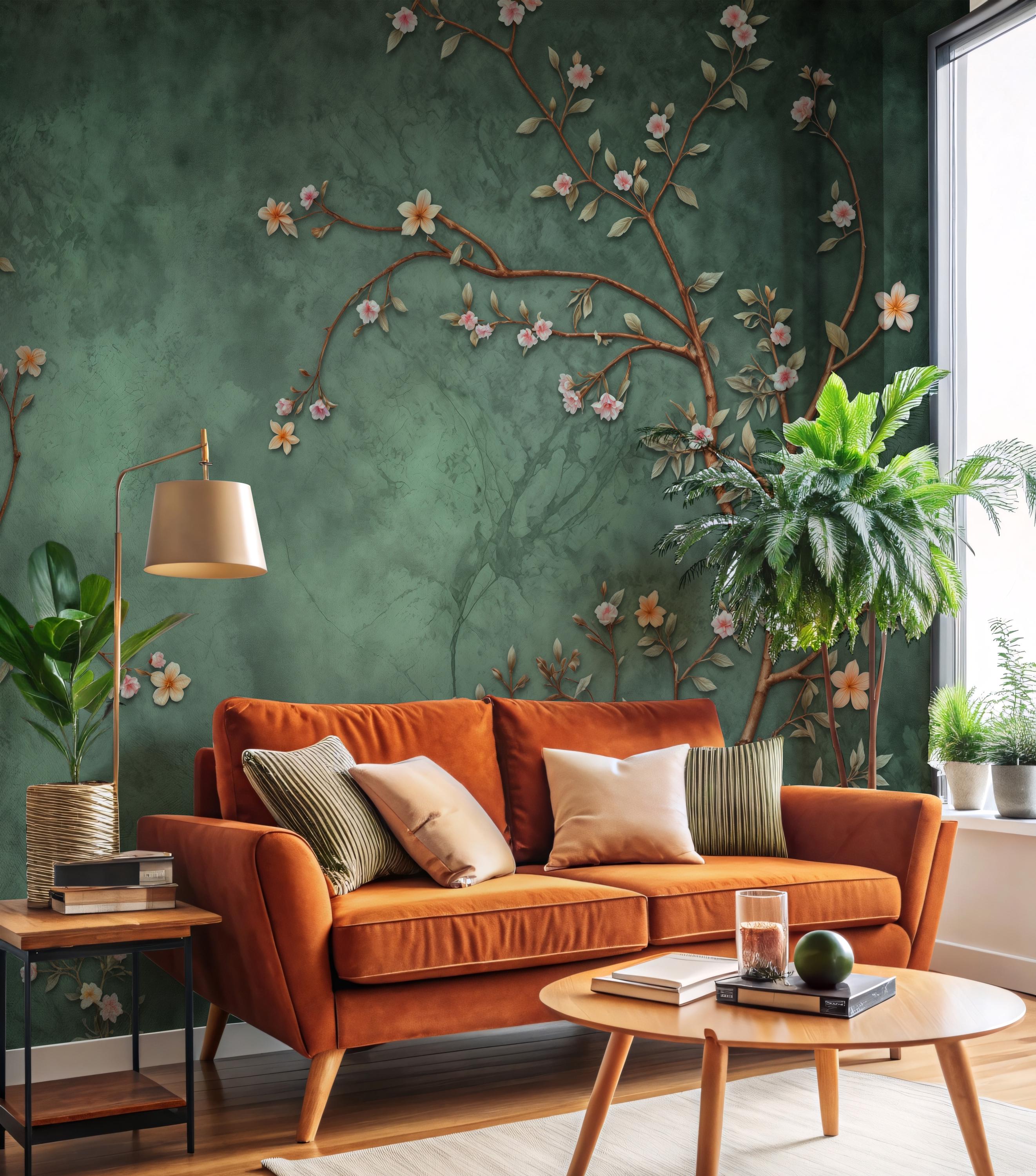 Cherry Blossom Wallpaper Chinoiserie Birds and Flowers, Peel and Stick ...
