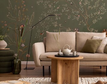 DacaiCloth Vintage Bird & Floral Peel And Stick Wallpaper – 44x300 Cm, Self-Adhesive, Removable, White & Green, Thickened – Perfect For Bedrooms, Cabinets & Home Decor