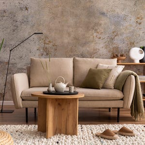 Textured Stone Effect Wallpaper, Rustic Wallpaper in Earthy Tones, Removable Peel and Stick Concrete Wallpaper, Brown Concrete Wallpaper