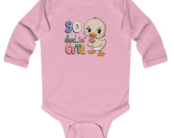 Body de bebé de manga larga con estampado de patito adorable / Pelele de bebé de manga larga