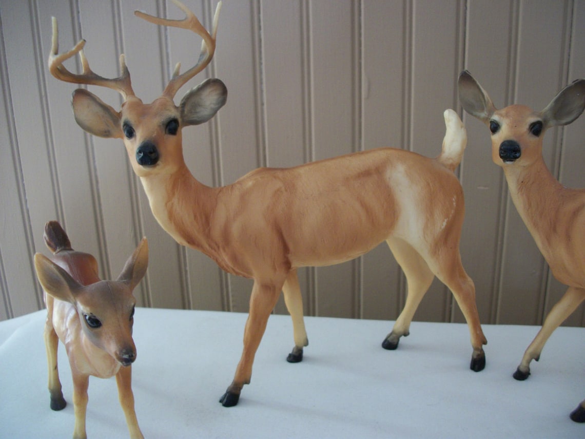 Collection Of Vintage Plastic Deer Figurines Etsy