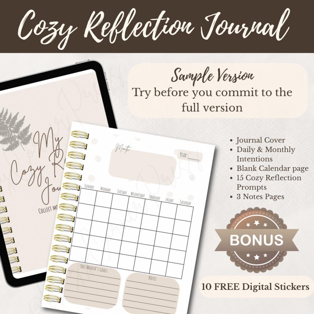 Cozy Reflection Journal- Sample Digital Journal PDF | Guided Prompts ...