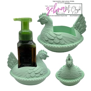 Farmhouse Chicken Hen on Nest Soap Holder - Mint image 1