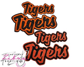 Tigers Mascot Glitter Iron On Patch - Pick Your Color and Size