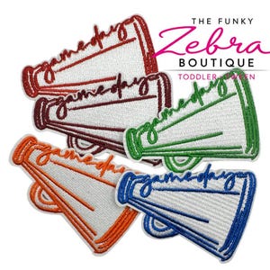 Game Day Megaphone Cheer Embroidered Iron On Patch - Pick Your Color