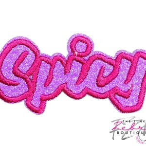 Spicy Lavender Purple and Hot Pink Embroidered Glitter Iron On Patch