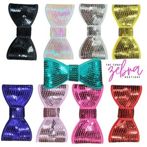 Embellishment Large Single Layer Sequin Bow No Clip - Pick Your Color