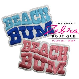 Summer Beach Bum Embroidered Iron On Patch - Pick Your Color