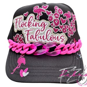 Flocking Fabulous Rhinestone Glitter Foam Trucker Patch Hat - 3 Sizes Kids, Young Adult or Adult