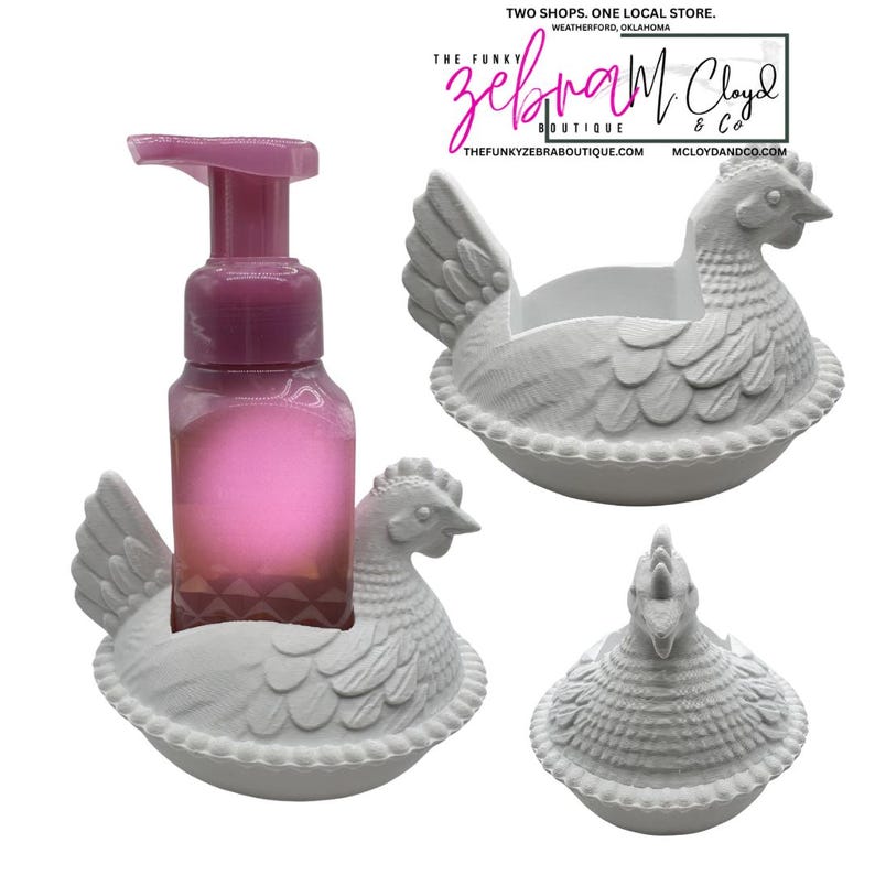 Farmhouse Chicken Hen on Nest Soap Holder - Vintage White image 1