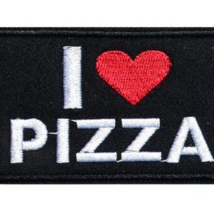 I Love Pizza Embroidered Iron On Patch