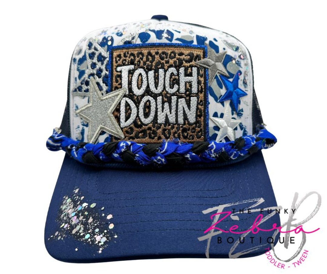Adult Football Touchdown Leopard Print Royal & Navy Stars Foam Trucker ...