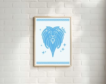 Leo | Greek Astrology Wall Art | Ancient Greek Inspired Star Signs | Printable | Digital Download