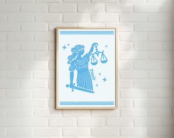 Libra | Greek Astrology Wall Art | Ancient Greek Inspired Star Signs |  Printable | Digital Download