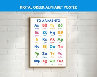 Greek Alphabet Poster for Kids – Bright & Bold Αλφάβητο Wall Art