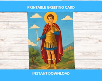 Saint Phanourios Name Day Card | Greek Orthodox Religious Printable (Digital Download)