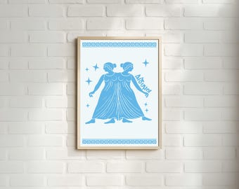 Gemini | Greek Astrology Wall Art | Ancient Greek Inspired Star Signs | Printable | Digital Download