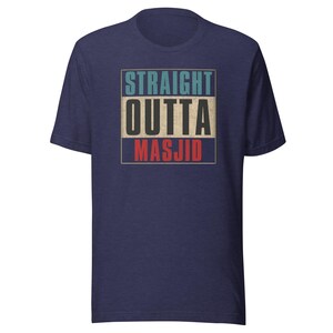 Straight Outta Masjid Distressed Style Shirt – Funny Muslim T-Shirt – Islamic Humor Tee – Eid Gift, Halal Life Shirt – Ramadan Muslim Gift