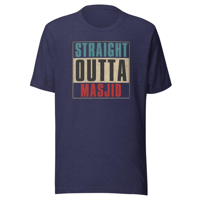 Straight Outta Masjid Distressed Style Shirt – Funny Muslim T-Shirt – Islamic Humor Tee – Eid Gift, Halal Life Shirt – Ramadan Muslim Gift