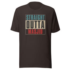 Straight Outta Masjid Distressed Style Shirt – Funny Muslim T-Shirt – Islamic Humor Tee – Eid Gift, Halal Life Shirt – Ramadan Muslim Gift
